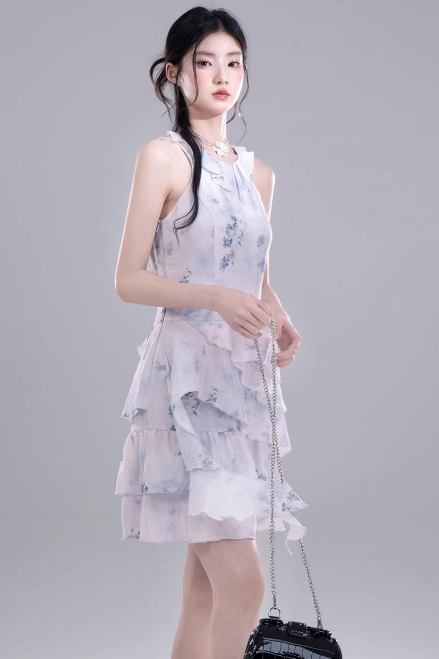 Fluid Floral Cascade Dress