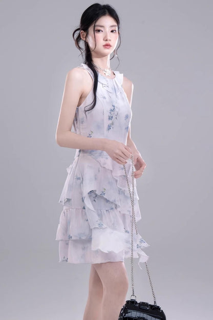 Fluid Floral Cascade Dress
