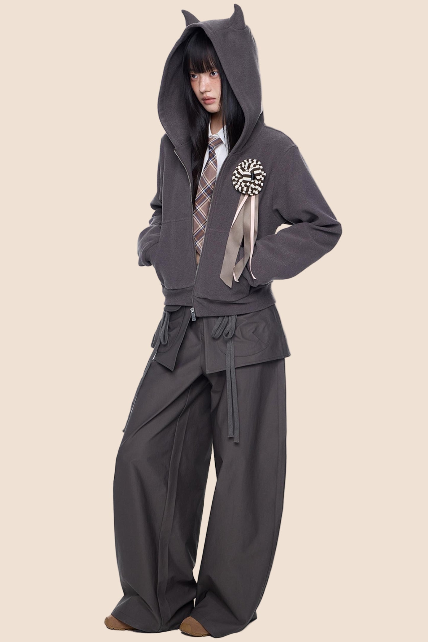 Devil Horn Short Hoodie Sweatshirt