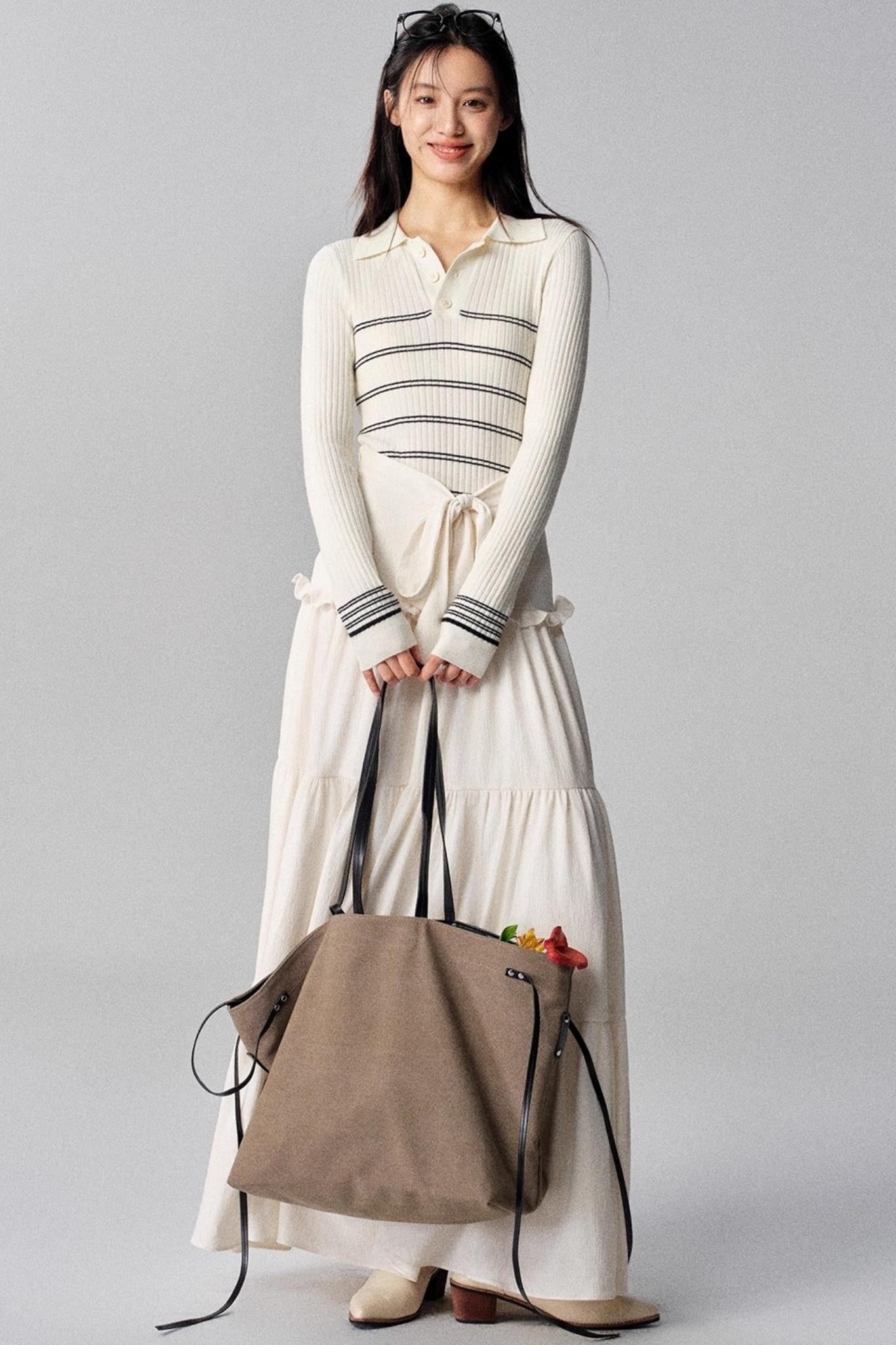Seas Current Mood Striped Knit Sweater Top
