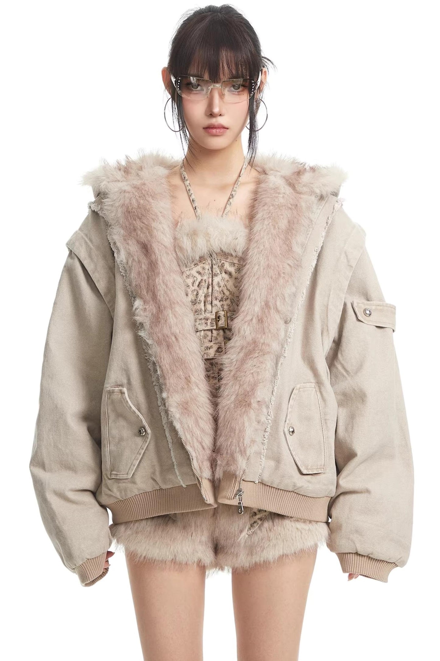 Plush-Lined Hooded Cotton Jacket