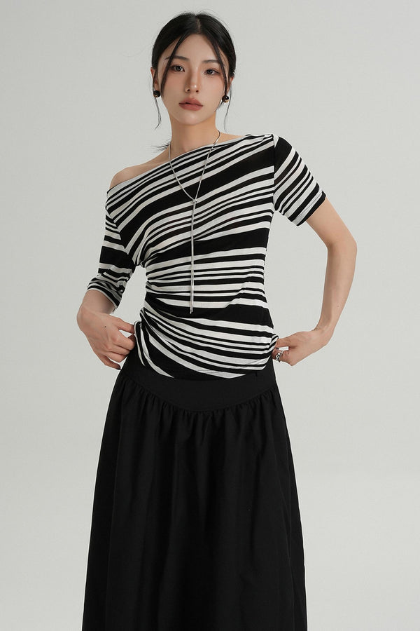 Stripe One-Shoulder Top