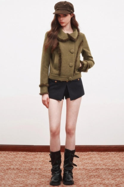 Warm Mink Fur Woolen Short Coat