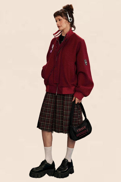 Black And Red Plaid Pleated Skirt