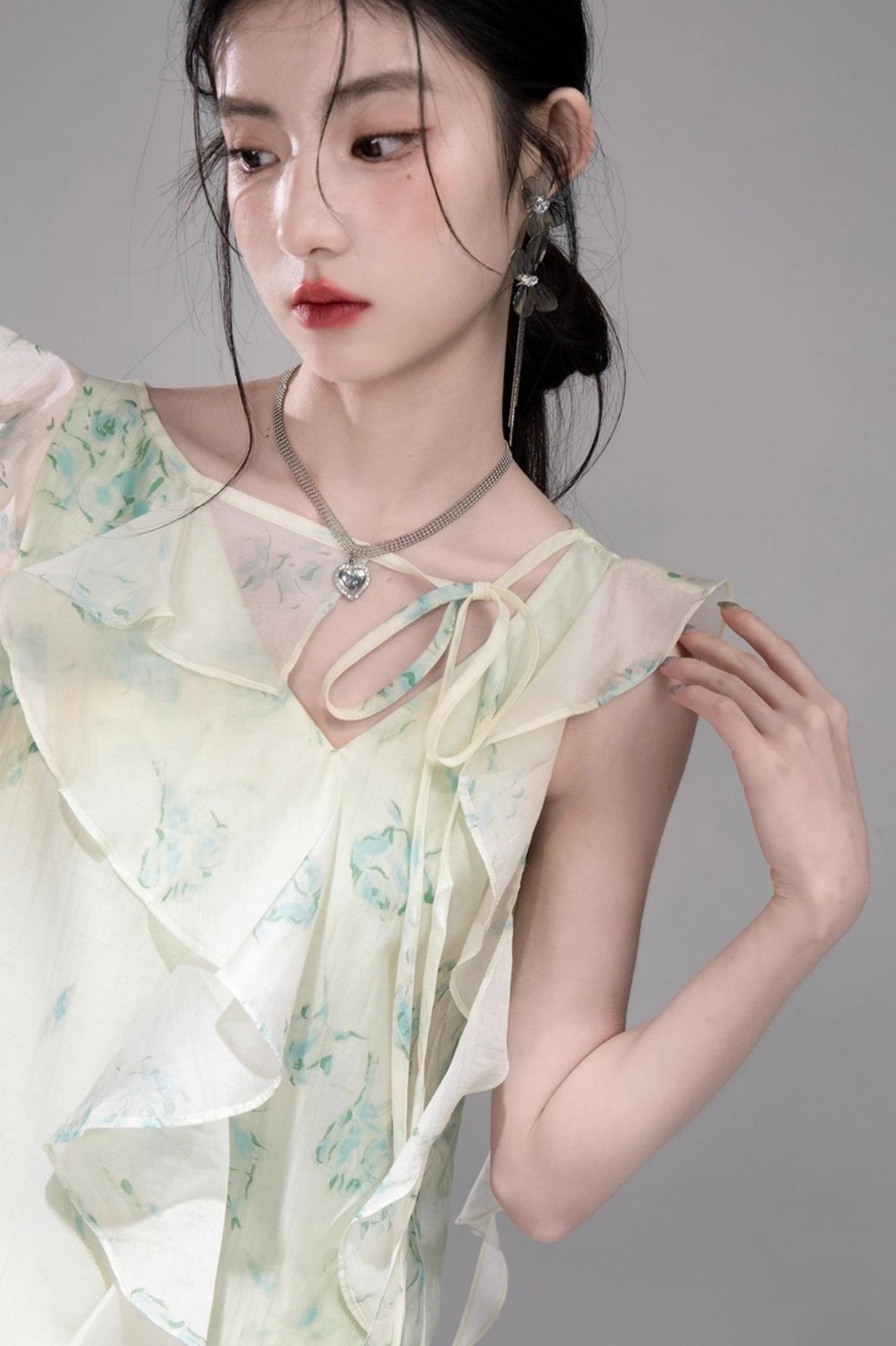 Qingbo Leaf Chiffon Shirt