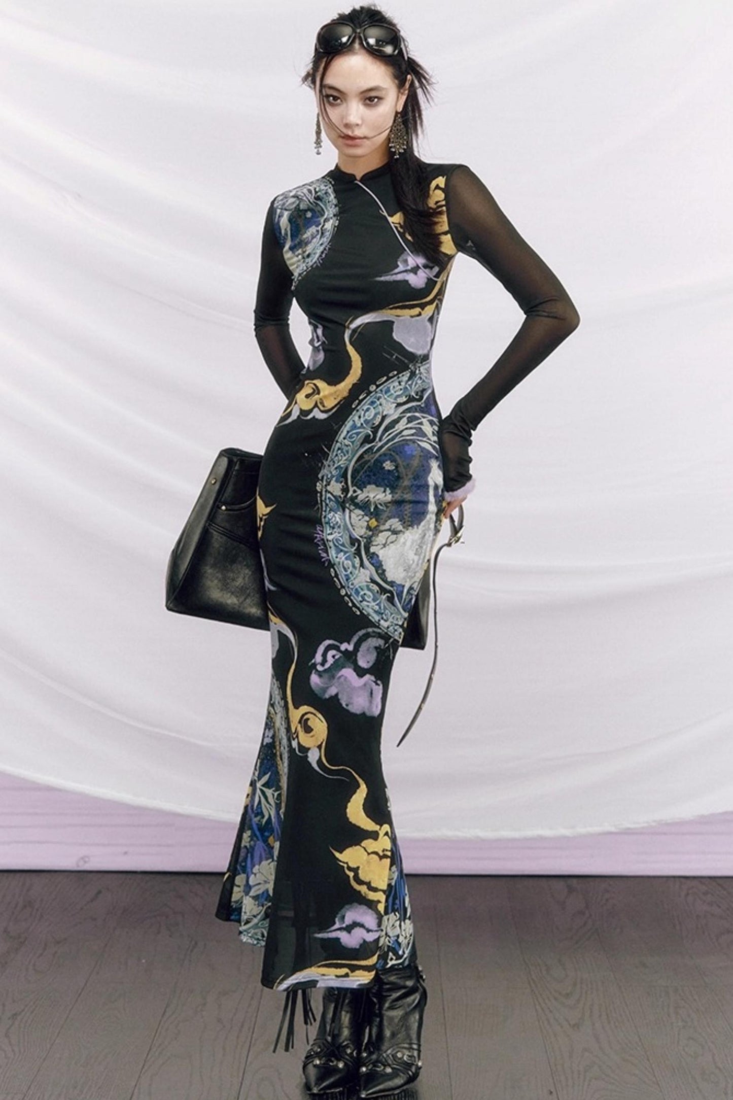 Hand-Painted Cheongsam Fishtail Dress