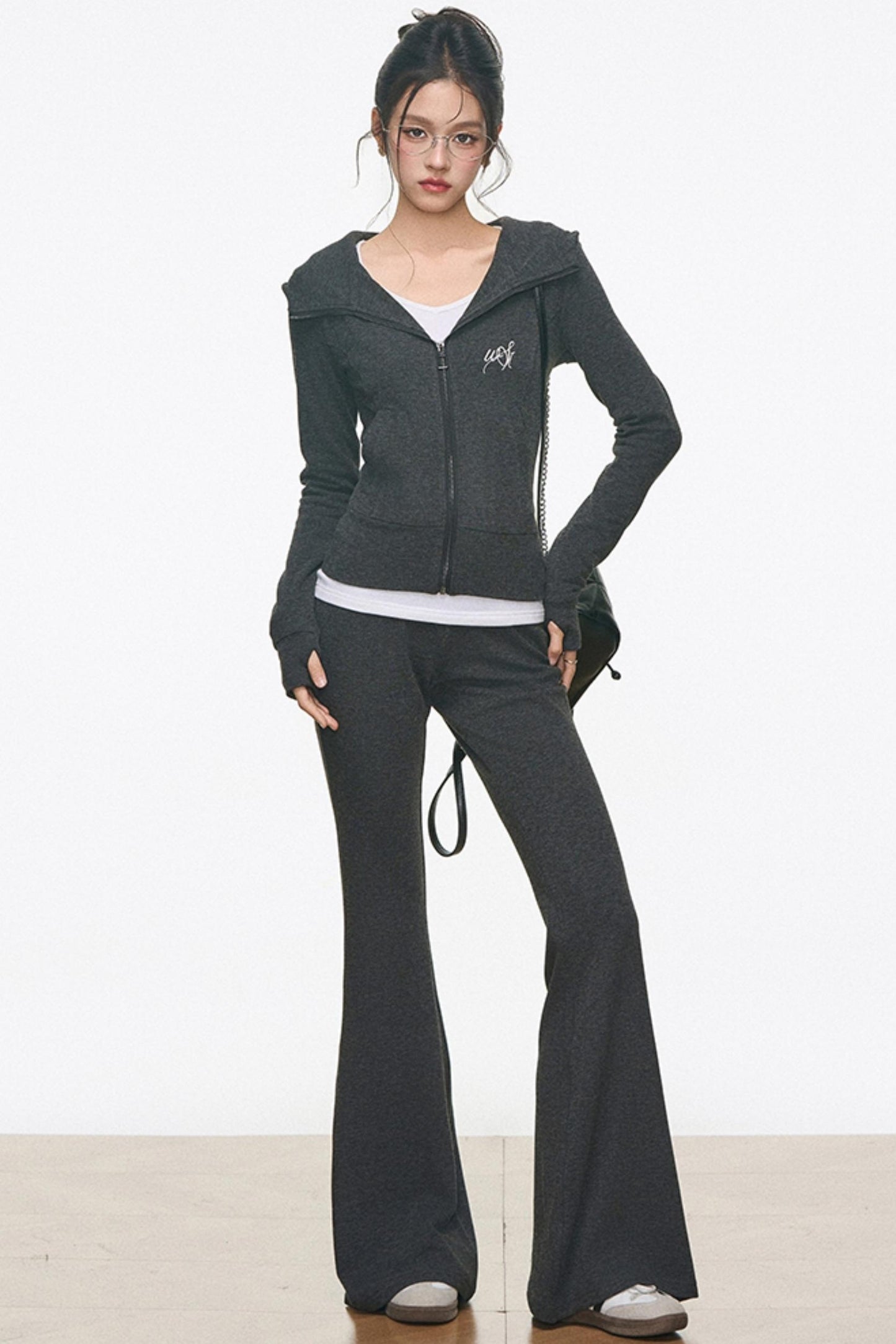 Slimming Knitted Hooded Cardigan Set-Up