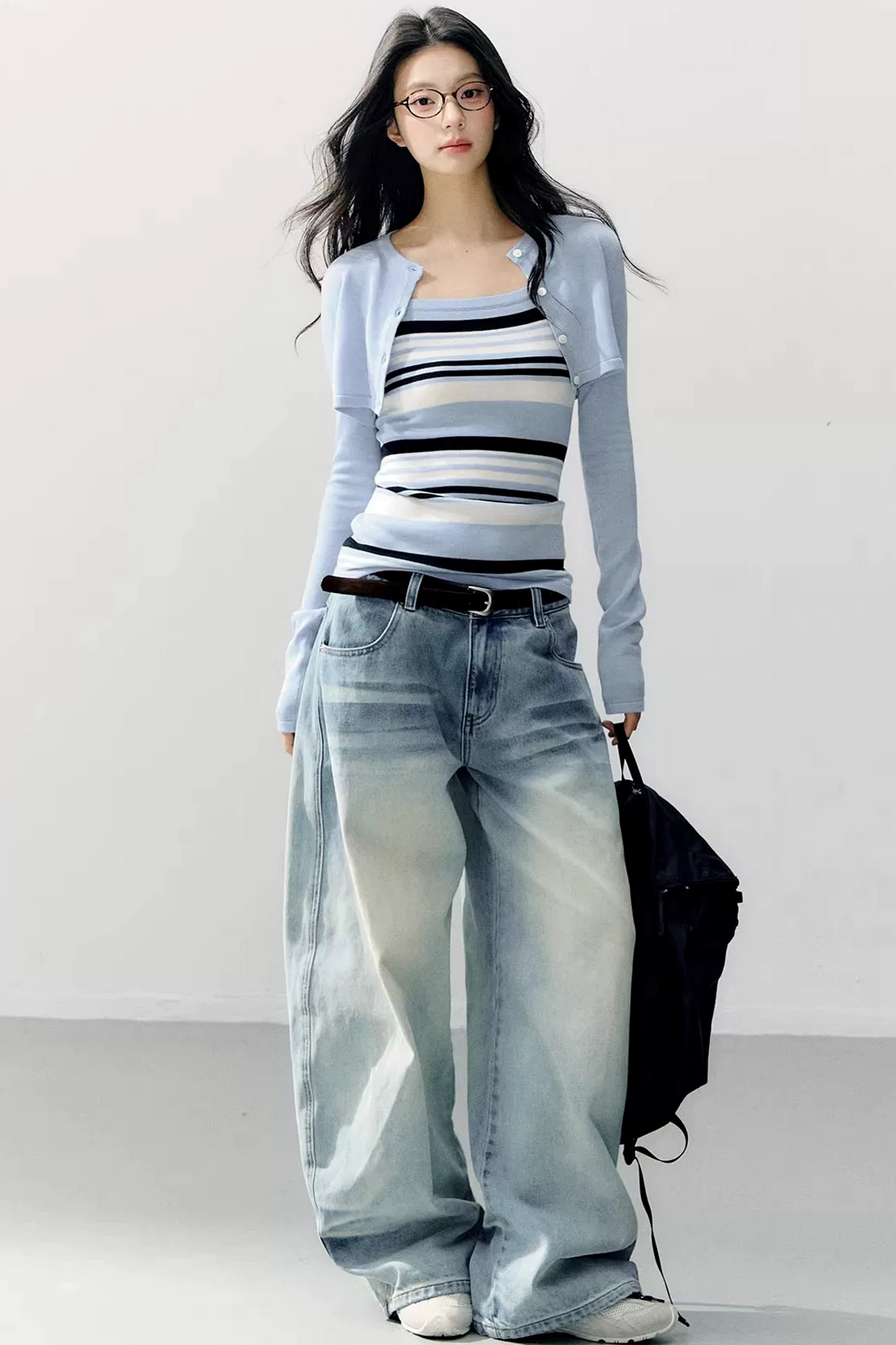 Conjunto de blusa de tirantes a rayas