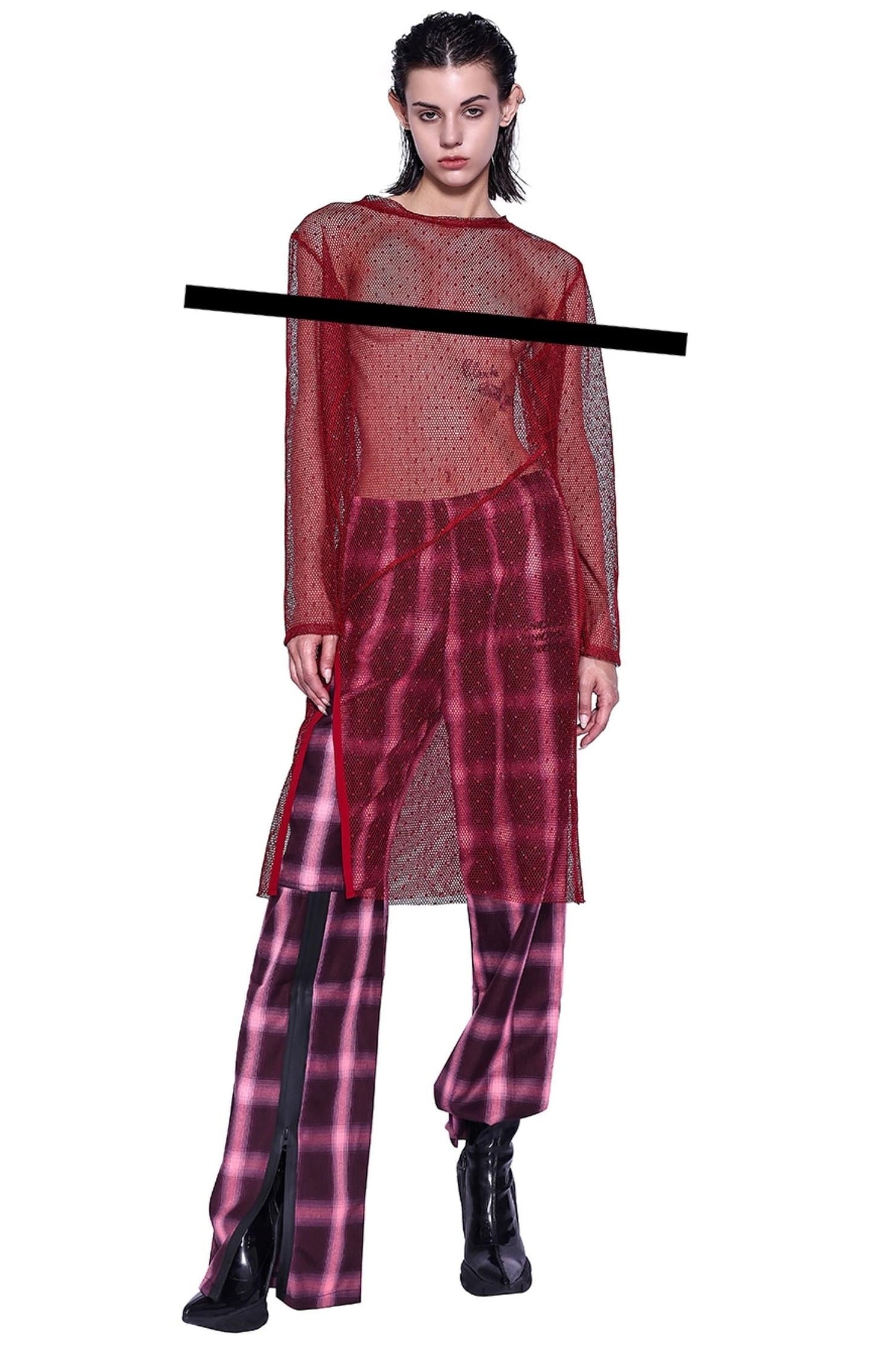 Plaid High-Waist Trousers