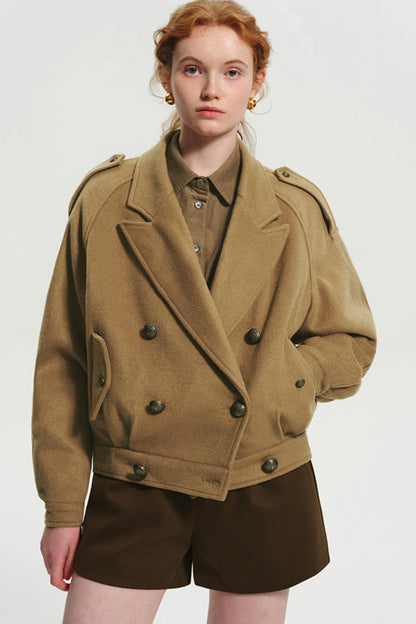 Vintage Camel Cropped Wool Coat