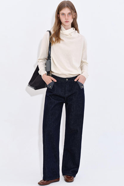 High Cashmere Wool Tricolor Knit Top