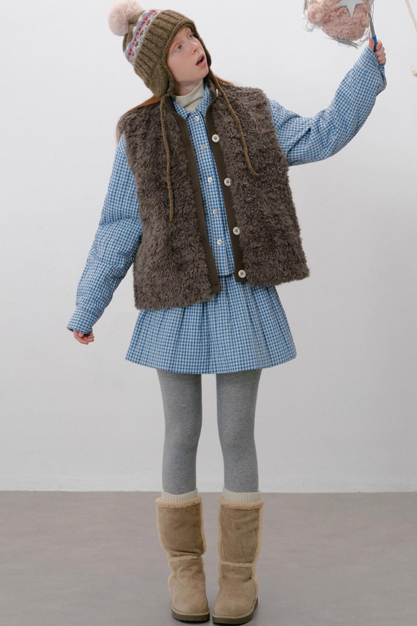 Furry Ribbed Winter Vest Coat