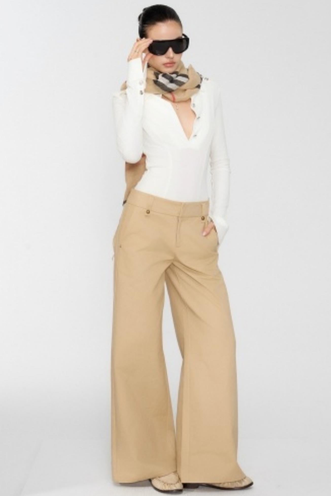 White Workwear Long Sleeve Top