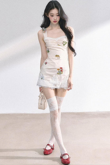 One-Shoulder Lace Mini Dress