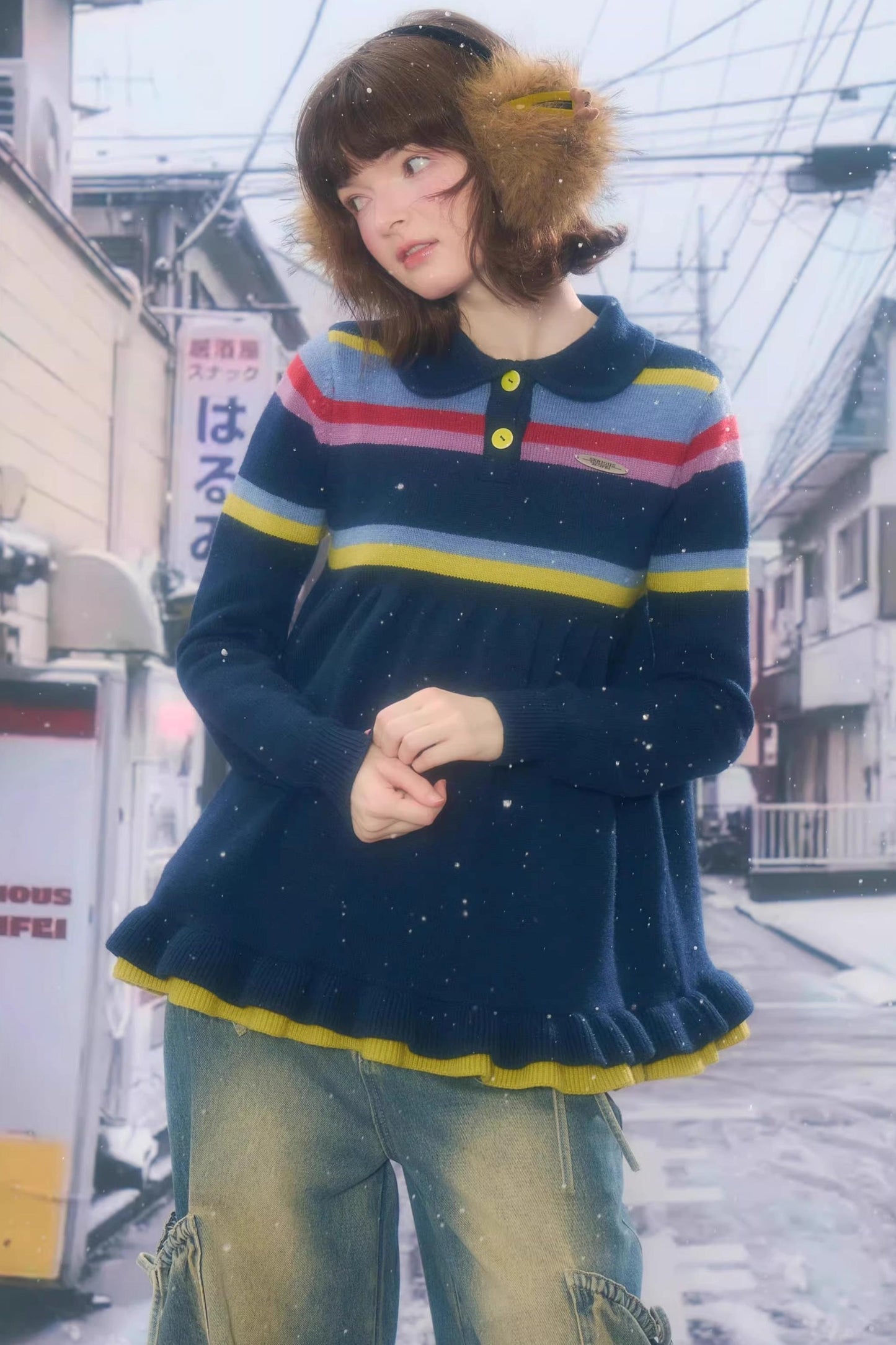 Retro Lace Collar Sweater