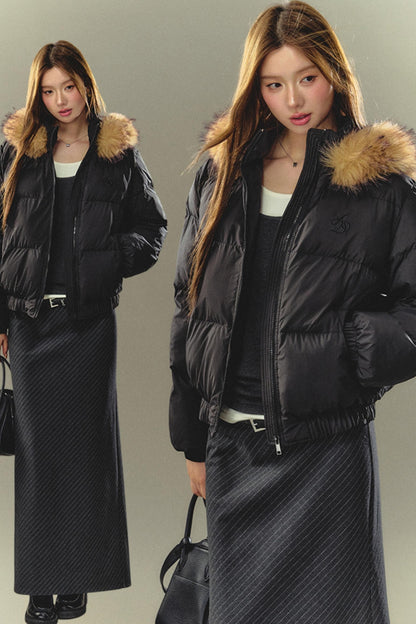 Fur Collar Hooded Down Jacket