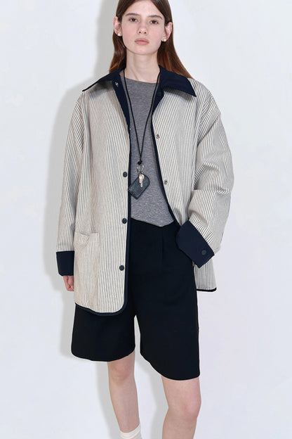 Casual Stripe Doubleside Trench Coat