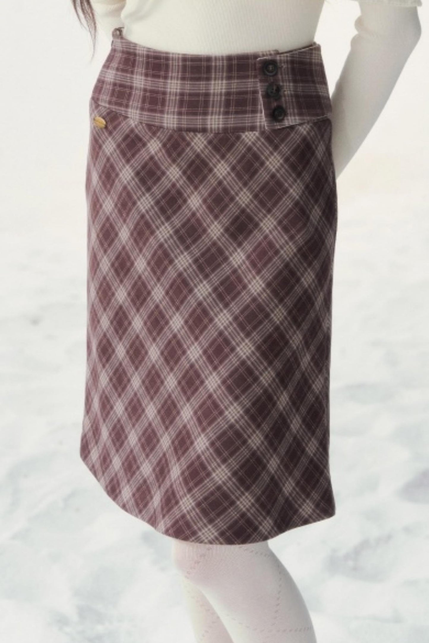 Vintage Plaid Midi Skirt