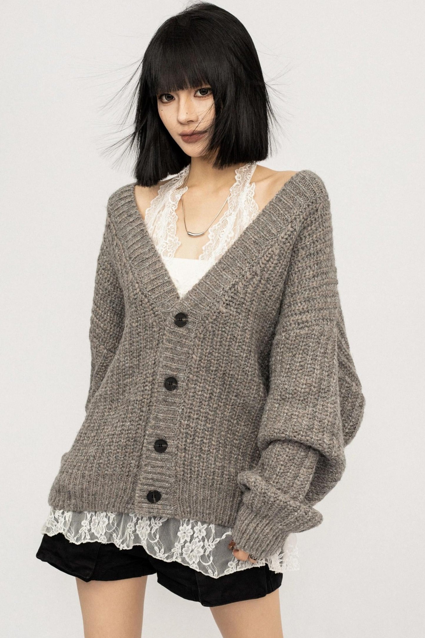 Winter Vintage V-Neck Knitted Cardigan