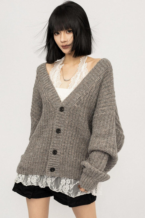 Winter Vintage V-Neck Knitted Cardigan