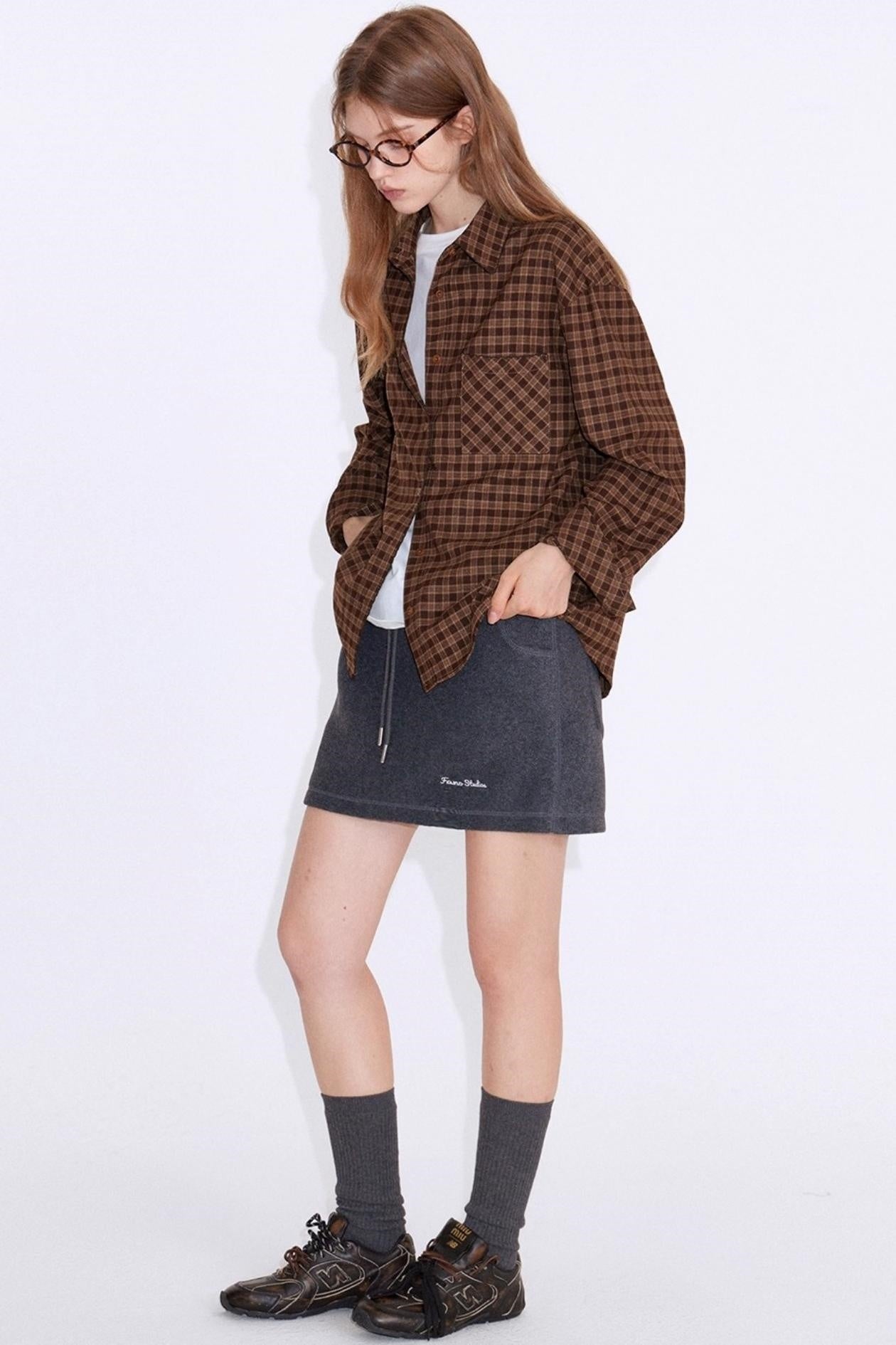 Autumn Embroidery Plaid Shirt