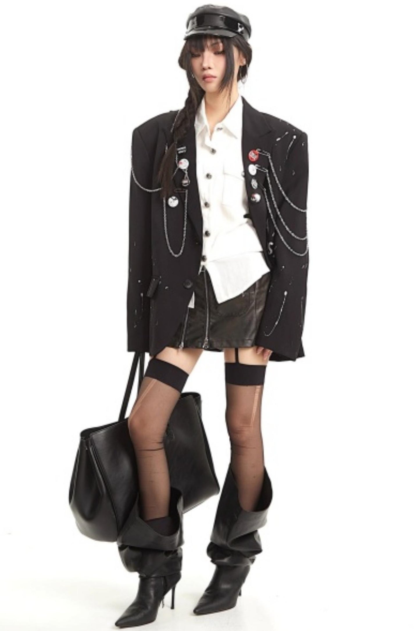 Gothic Print Chain Jacket