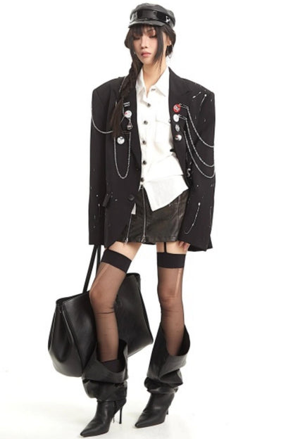 Gothic Print Chain Jacket