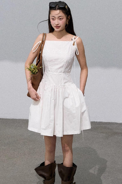 Three-Dimensional White Slip Dress