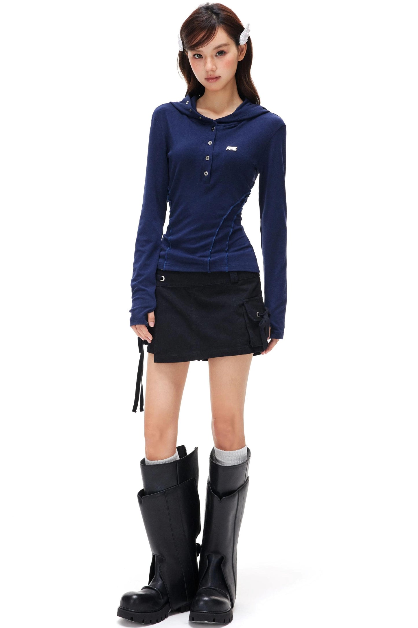 Retro Lace-Up A-Line Skirt