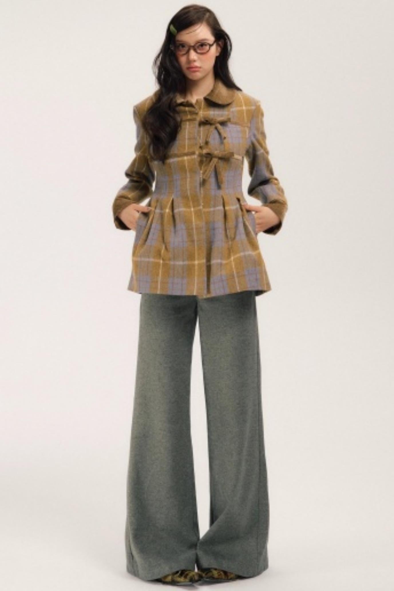 Plaid Patchwork Woolen Coat