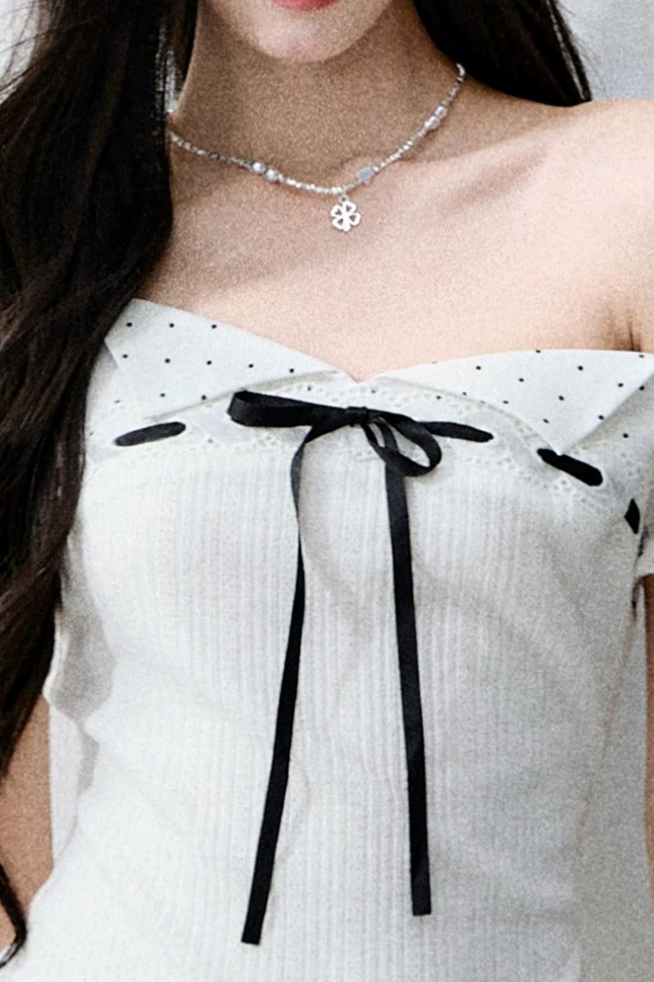 Vintage-Blusen-Set mit asymmetrischem eckigem Ausschnitt