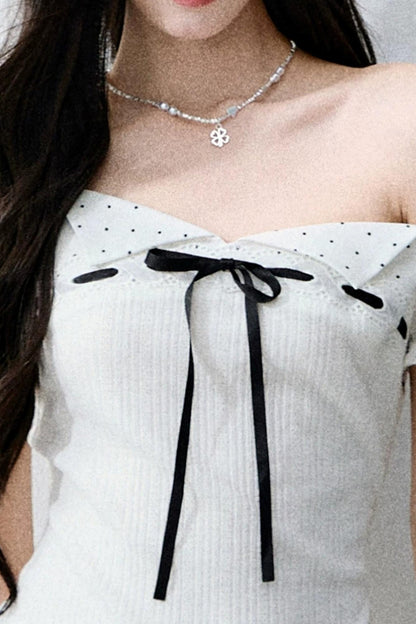 Vintage-Blusen-Set mit asymmetrischem eckigem Ausschnitt
