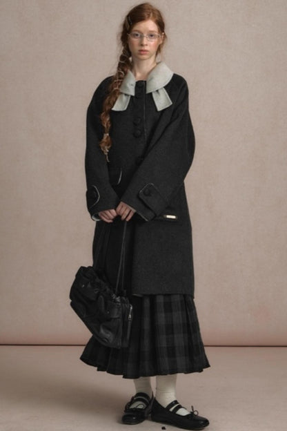 Retro Plaid High-Waisted Long Skirt