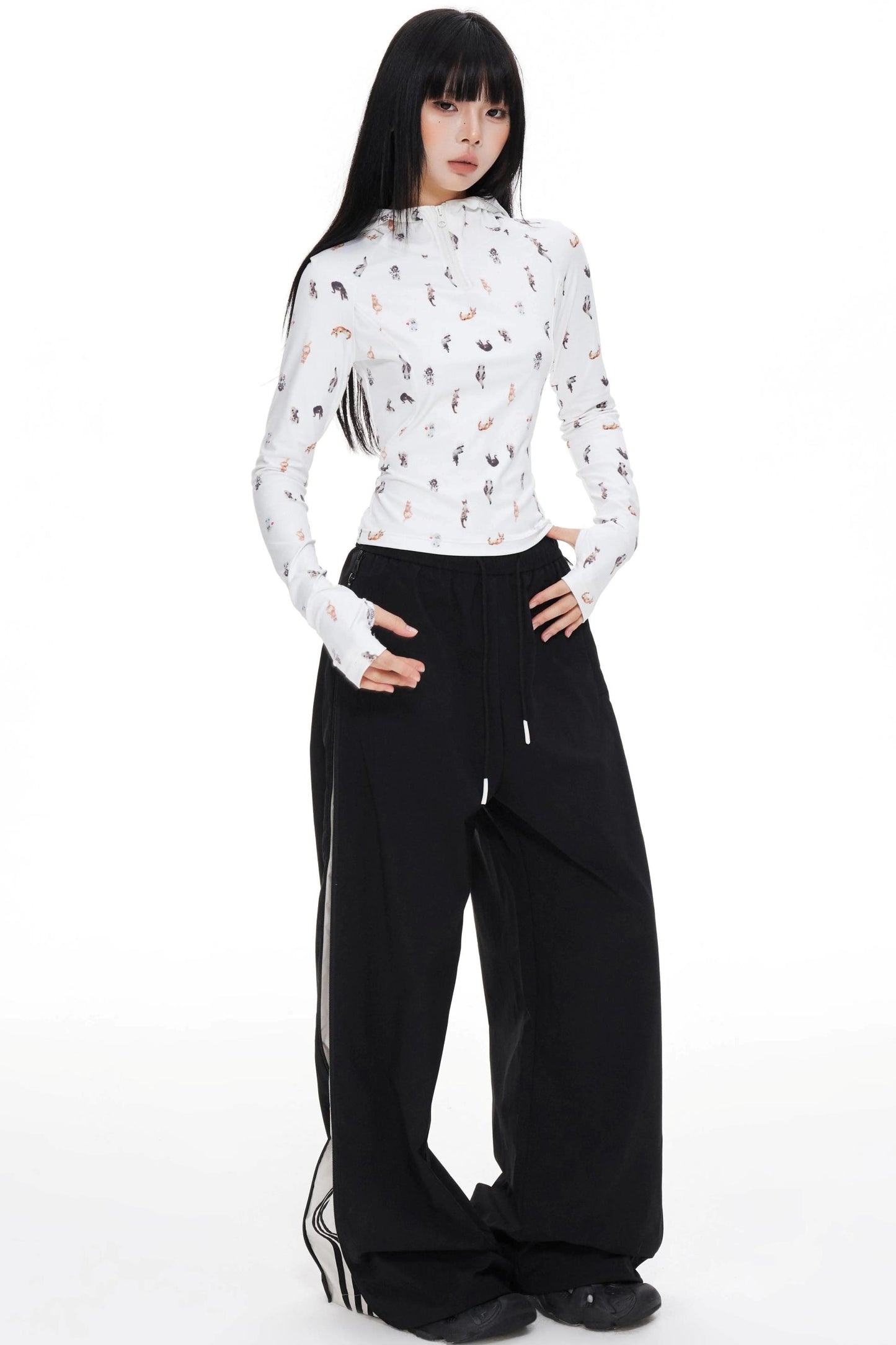 Striped Wide-leg Pants