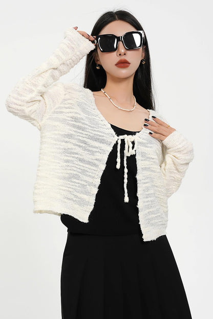 Niche Cropped Knit Cardigan