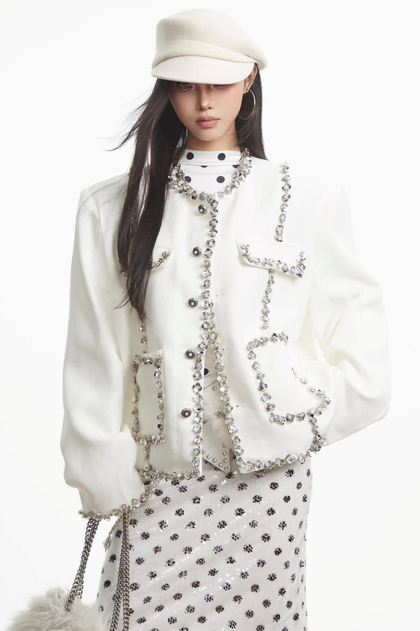 Uncmhisex White Sequin Jacket