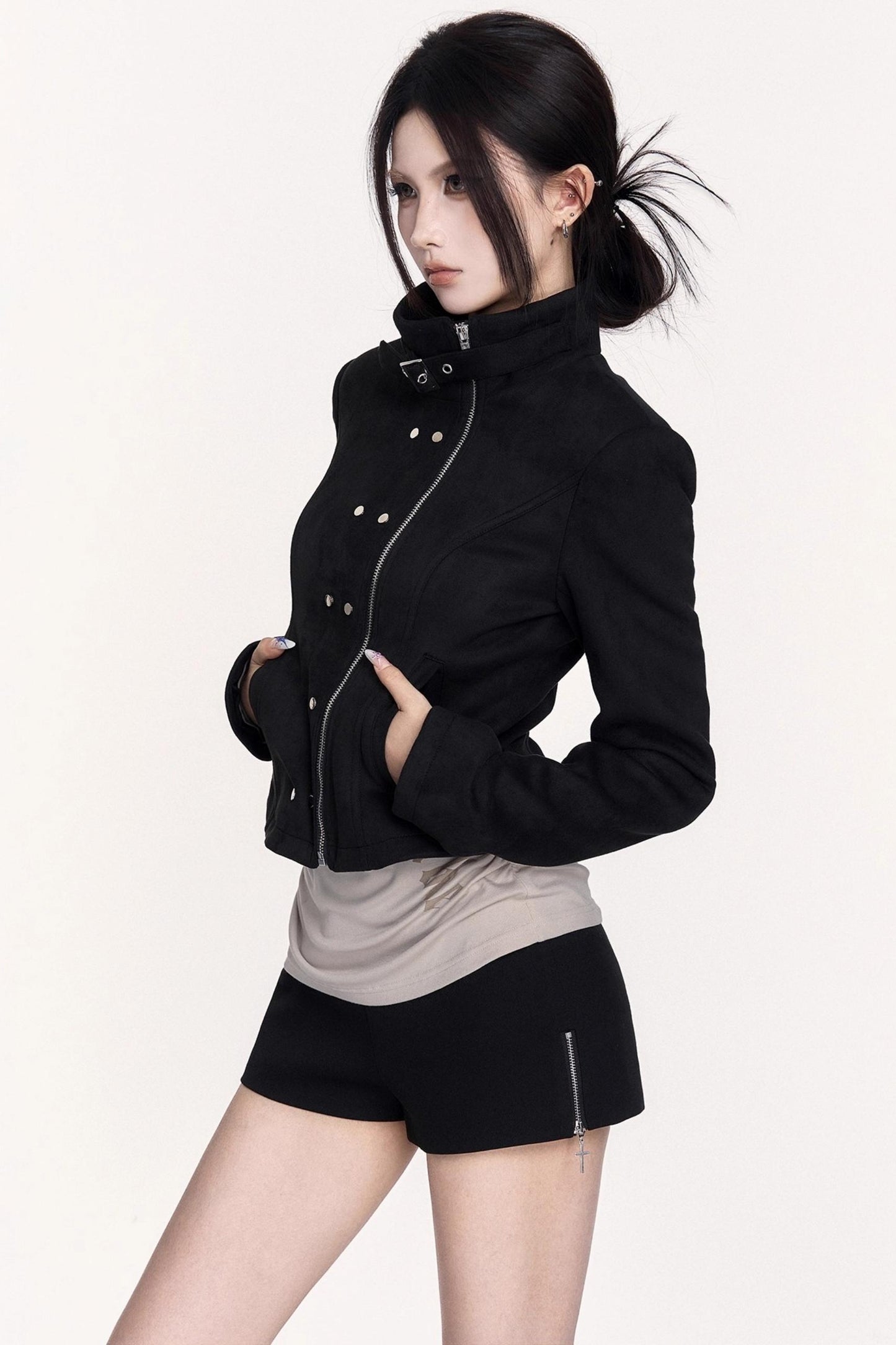 Slimming Hot Suede Biker Leather Jacket