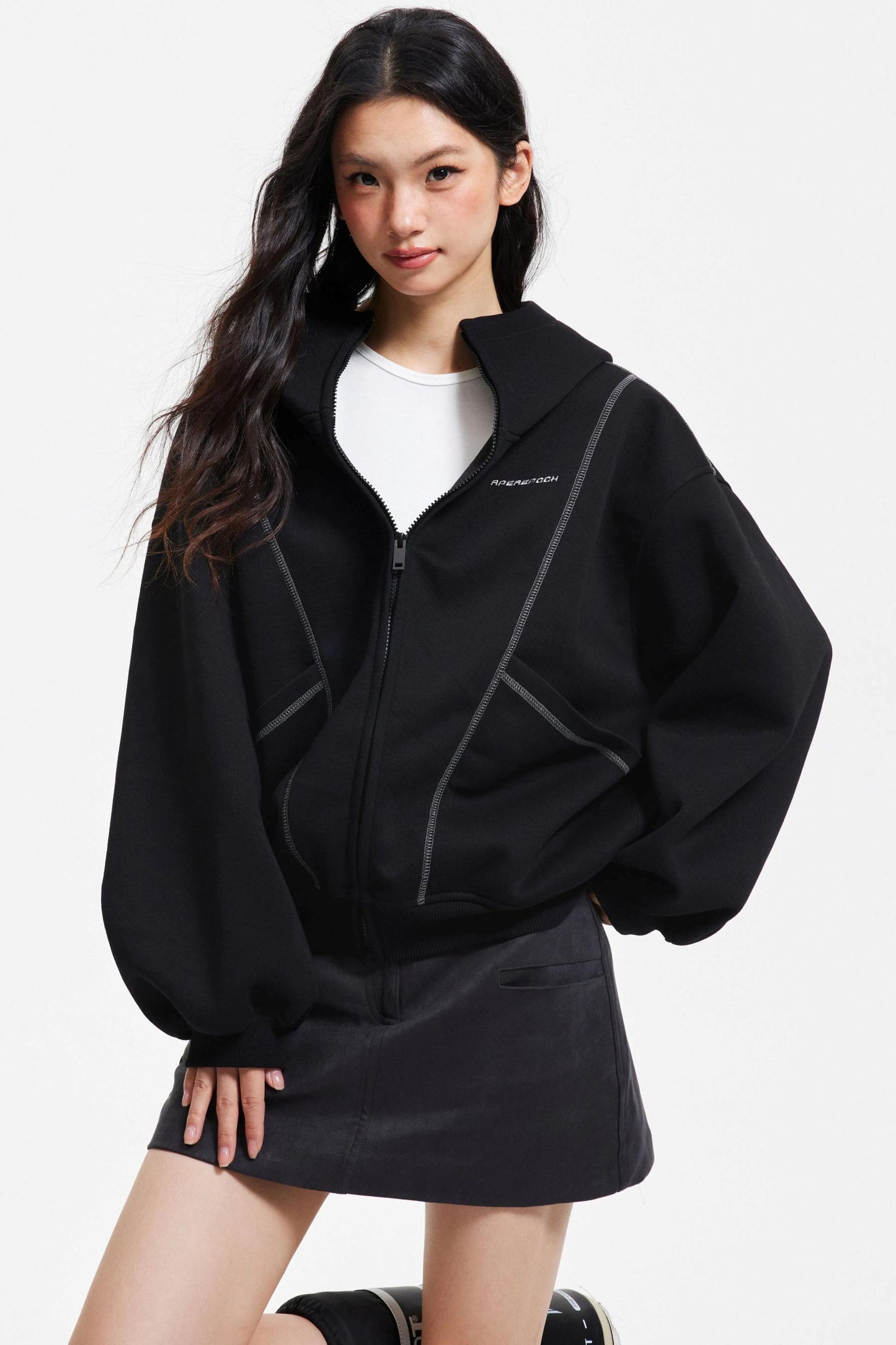 Retro Hooded Zip-Up Jacket