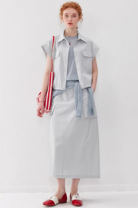 Tencel A-Line Vest Skirt Set-Up