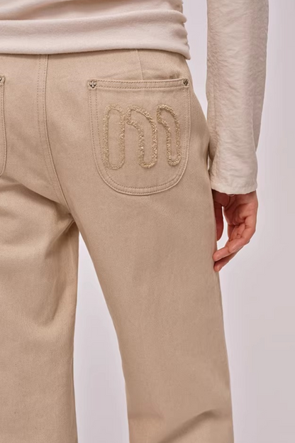 Custom-Dyed Apricot Denim Pants
