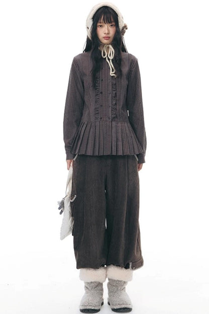 Double-Breasted Ruffled Shirt