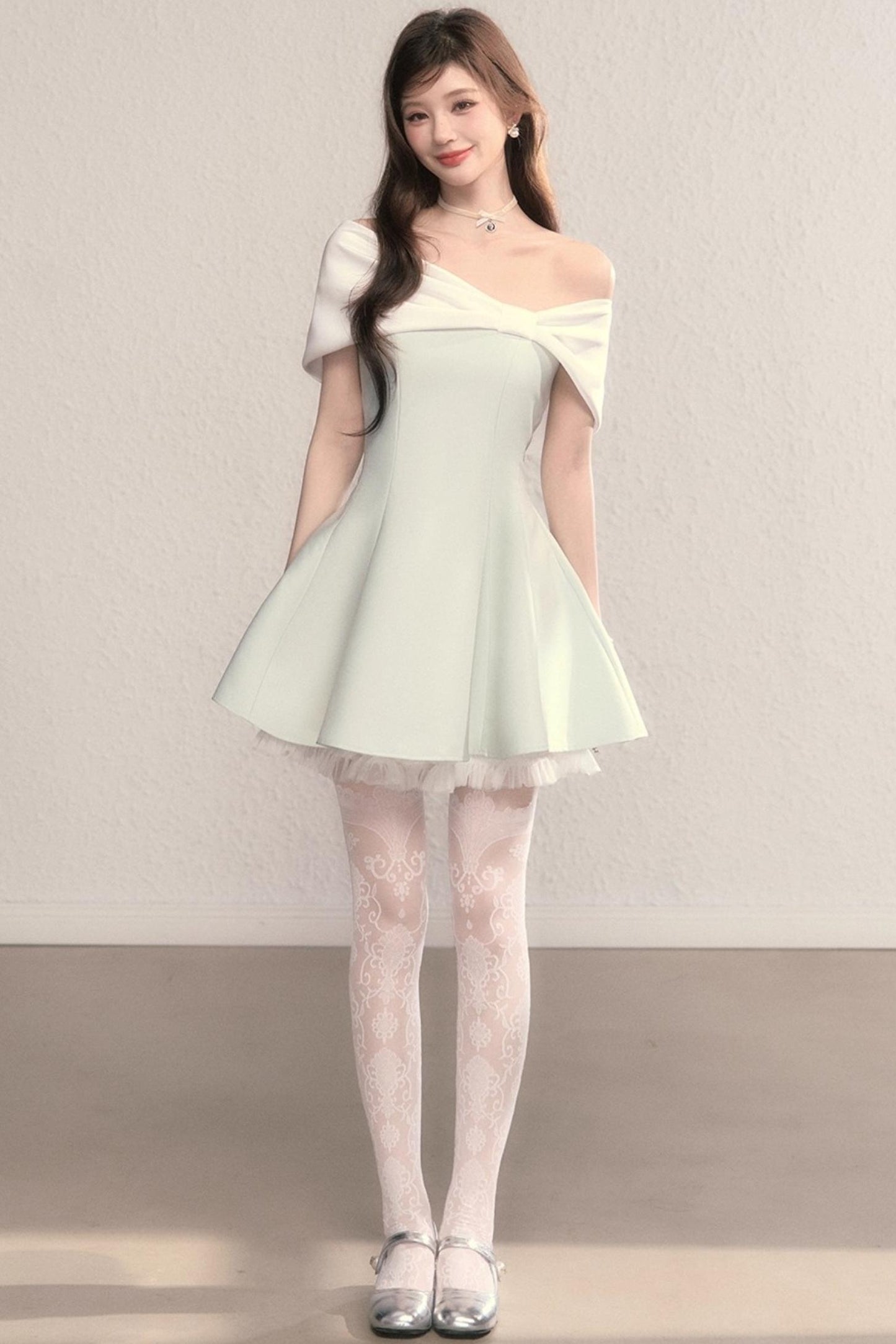 Gently Twisted French A-Line Puffy Dress