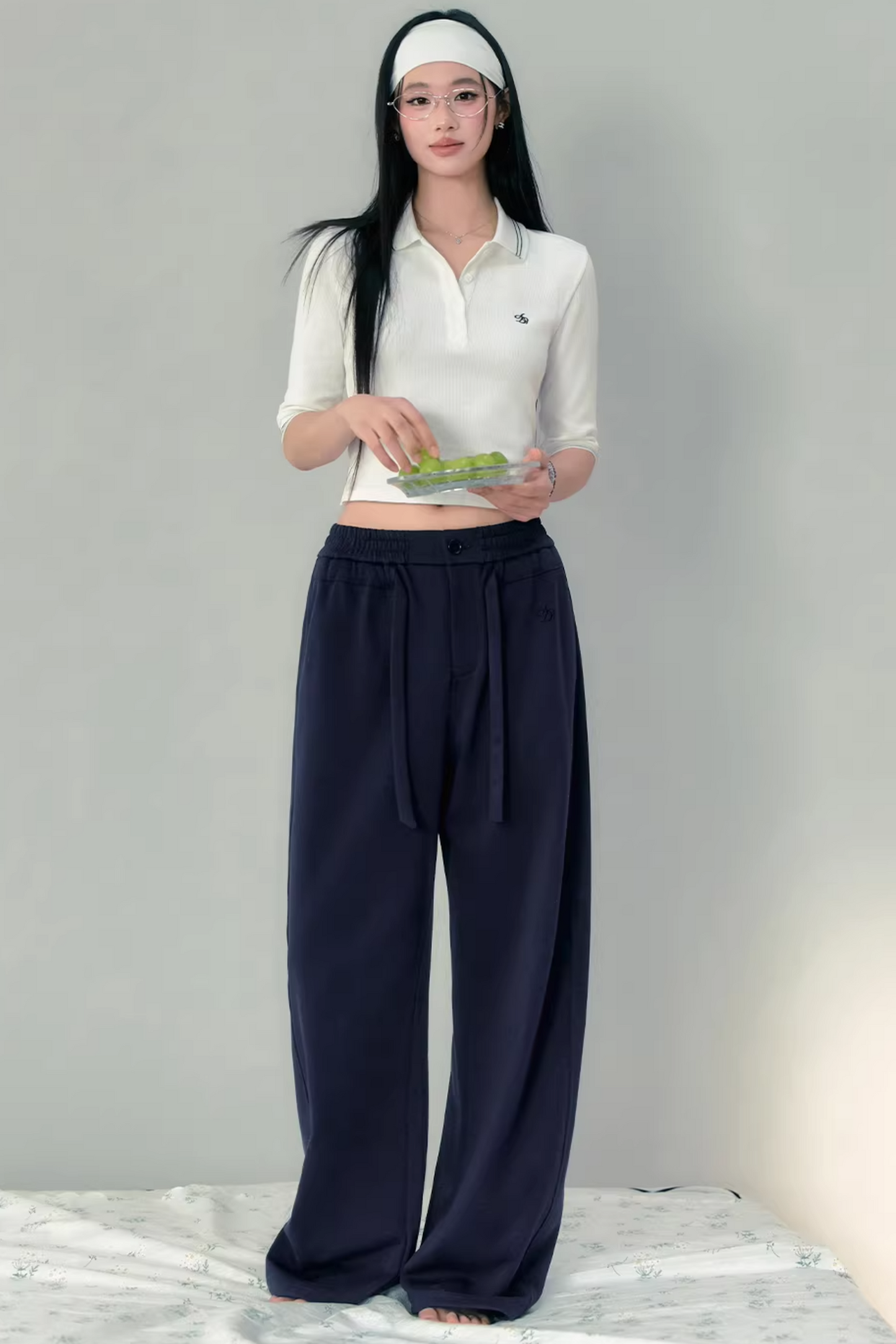 Three-Dimensional Waffle Knit Polo Top