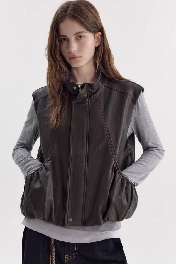 Retro Floral Leather Vest
