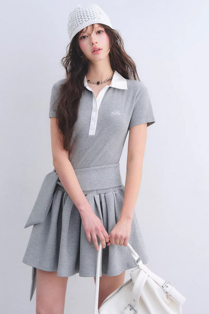 Contrasting Polo Puffy Dress