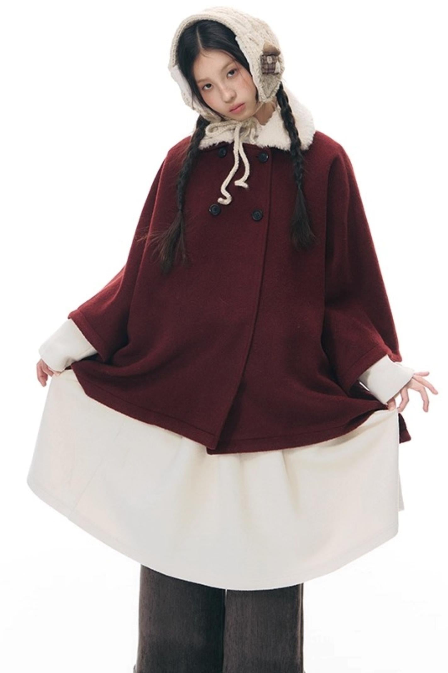 Plaid Cape Winter Coat