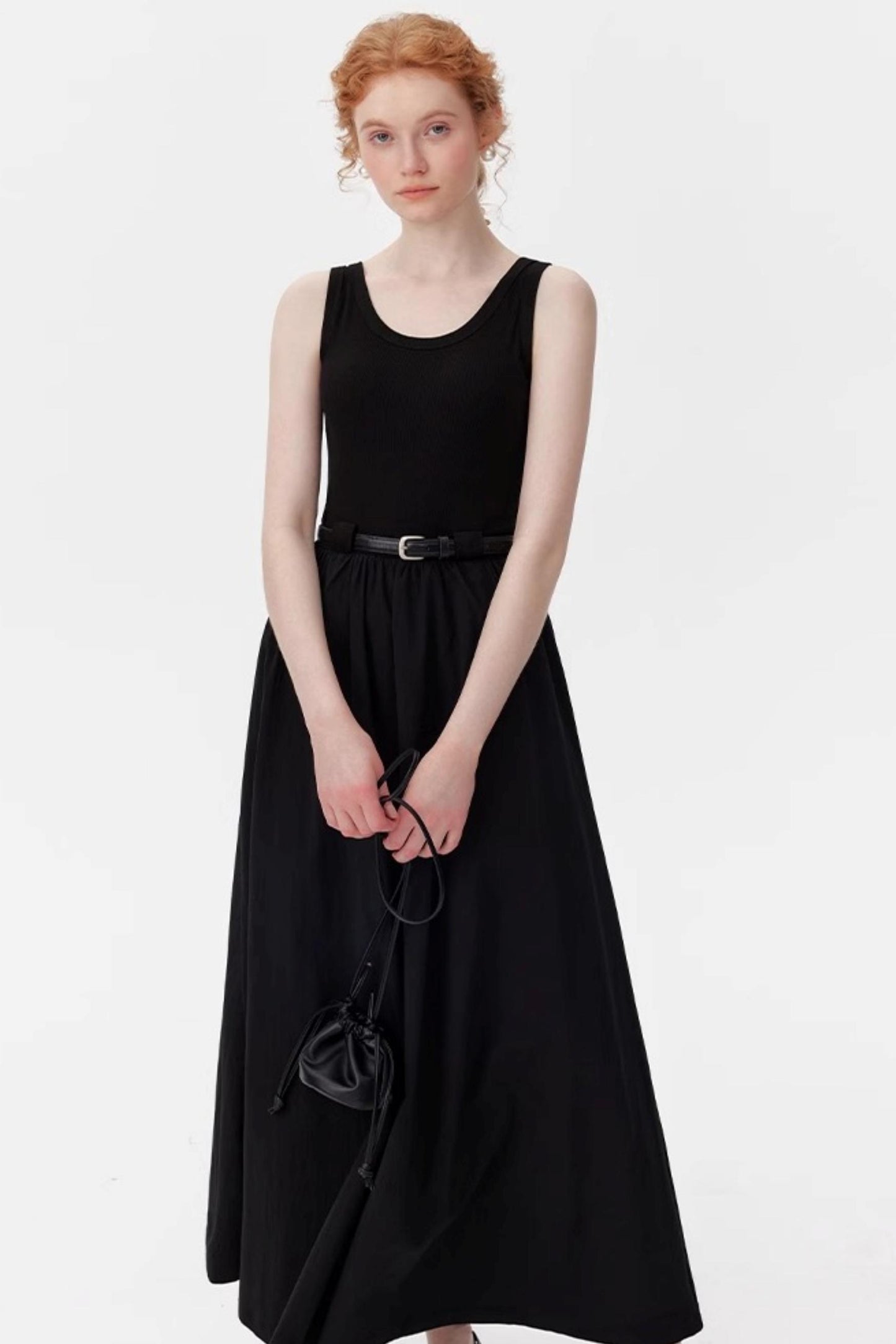 Black Tie-Waist Dress