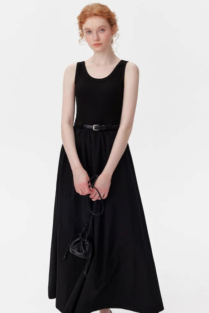 Black Tie-Waist Dress