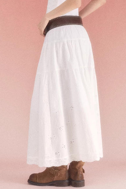 High-Waisted Jacquard A-Line Skirt