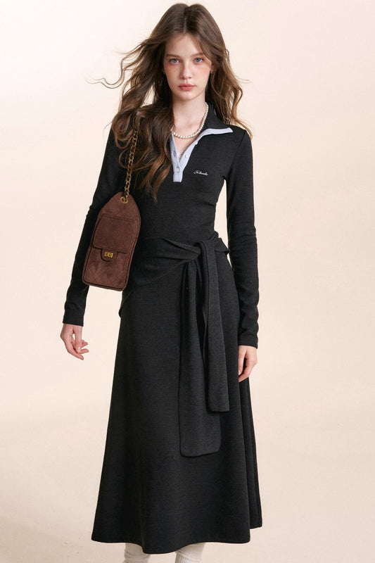 Lace-Up Knitted Dress